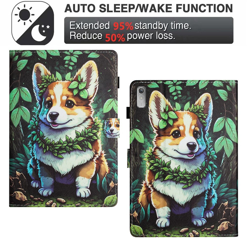 For Lenovo Tab P11 Gen 2 TB-350 Case Pattern Printing Leather Card Holder Tablet Cover - Corgi