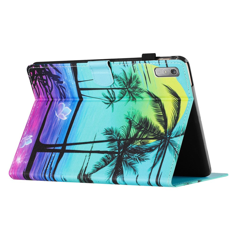 For Lenovo Tab P11 Gen 2 TB-350 Case Pattern Printing Leather Card Holder Tablet Cover - Coconut Tree