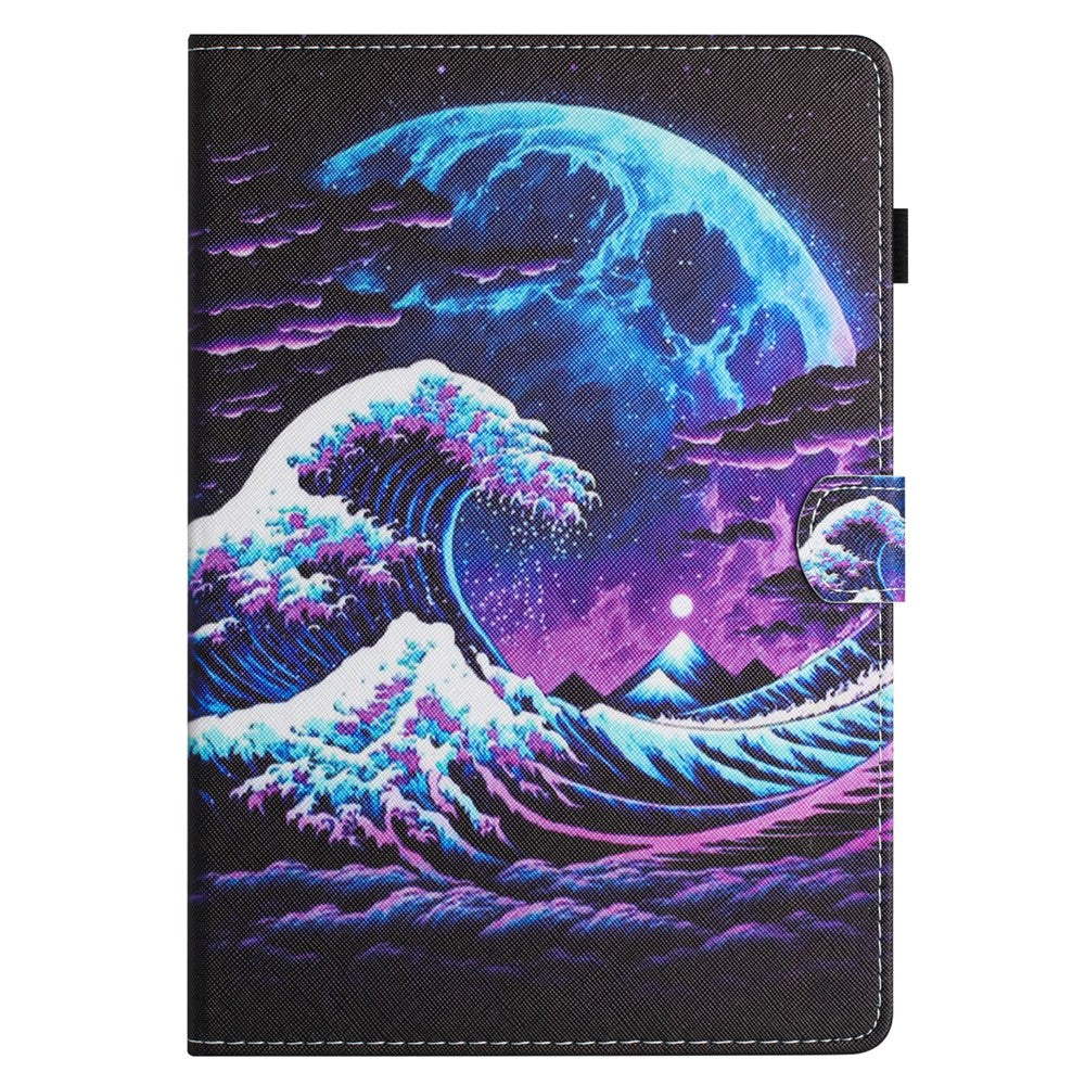 For Lenovo Tab P11 Gen 2 TB-350 Case Pattern Printing Leather Card Holder Tablet Cover - Sea Wave