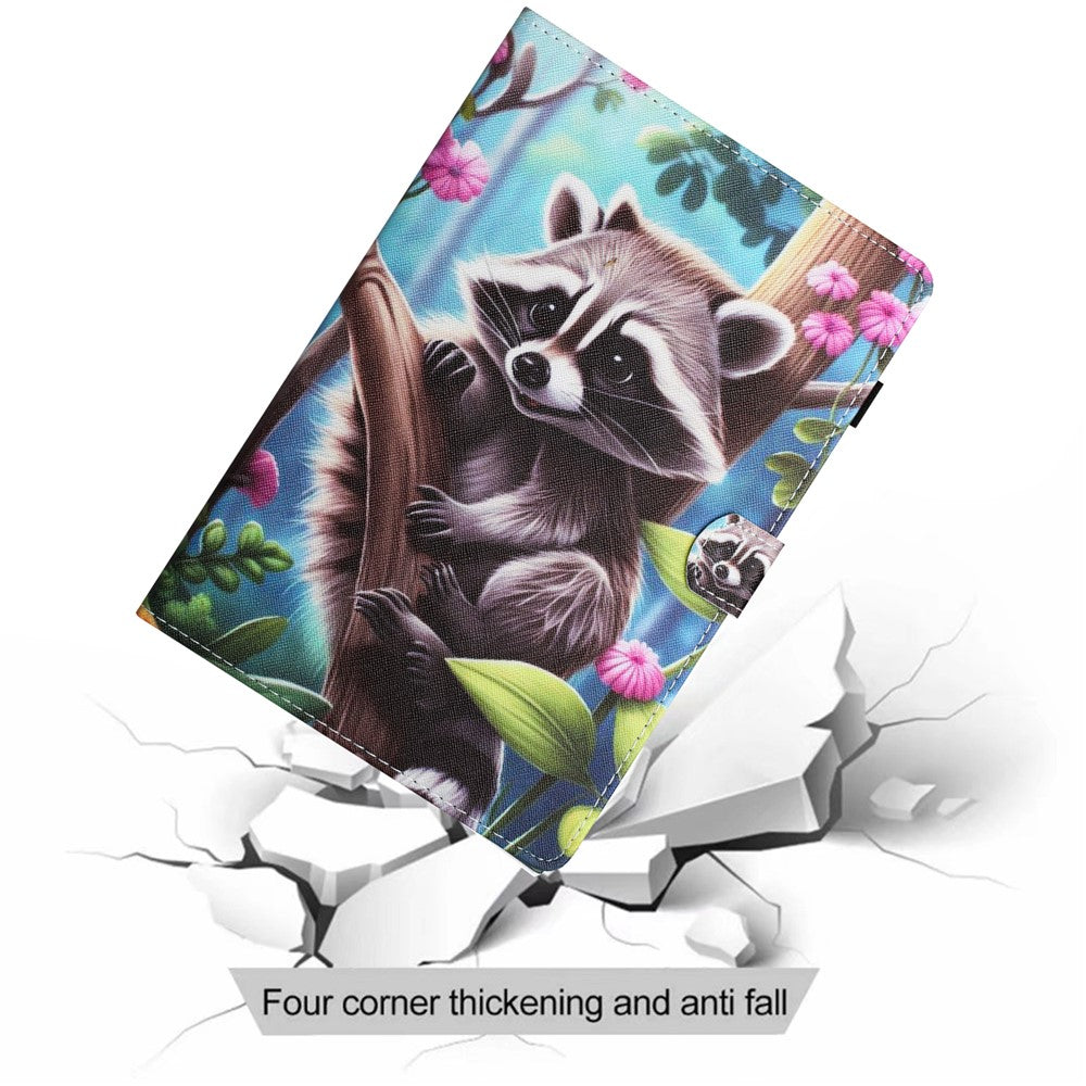 For Lenovo Tab M10 (Gen 3) Case Pattern Printed Card Holder PU Leather Tablet Cover - Raccoon