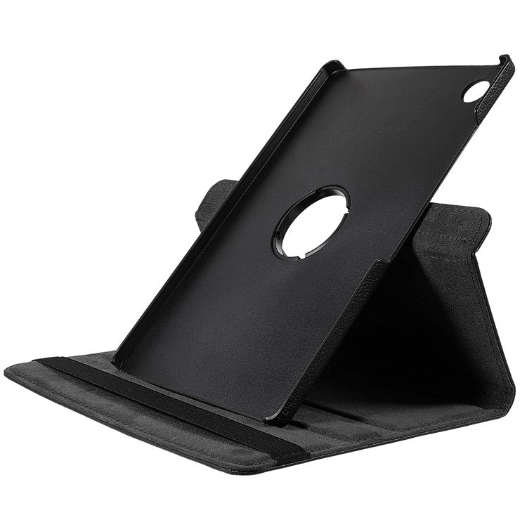 For Samsung Galaxy Tab A9+ Case Tablet Leather Cover with Rotating Stand - Black