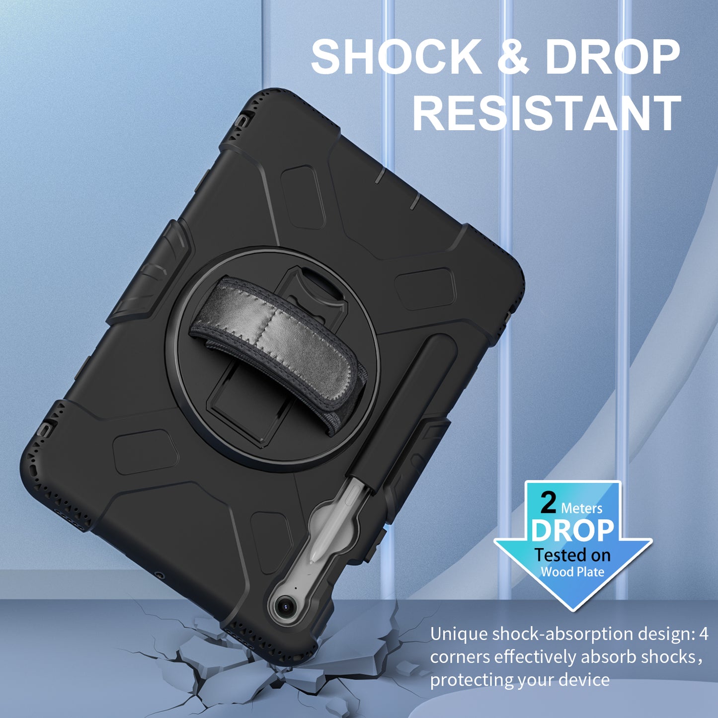 For Samsung Galaxy Tab S9 / S9 FE Kickstand Case Rotary Hand Strap Tablet Cover with Shoulder Strap