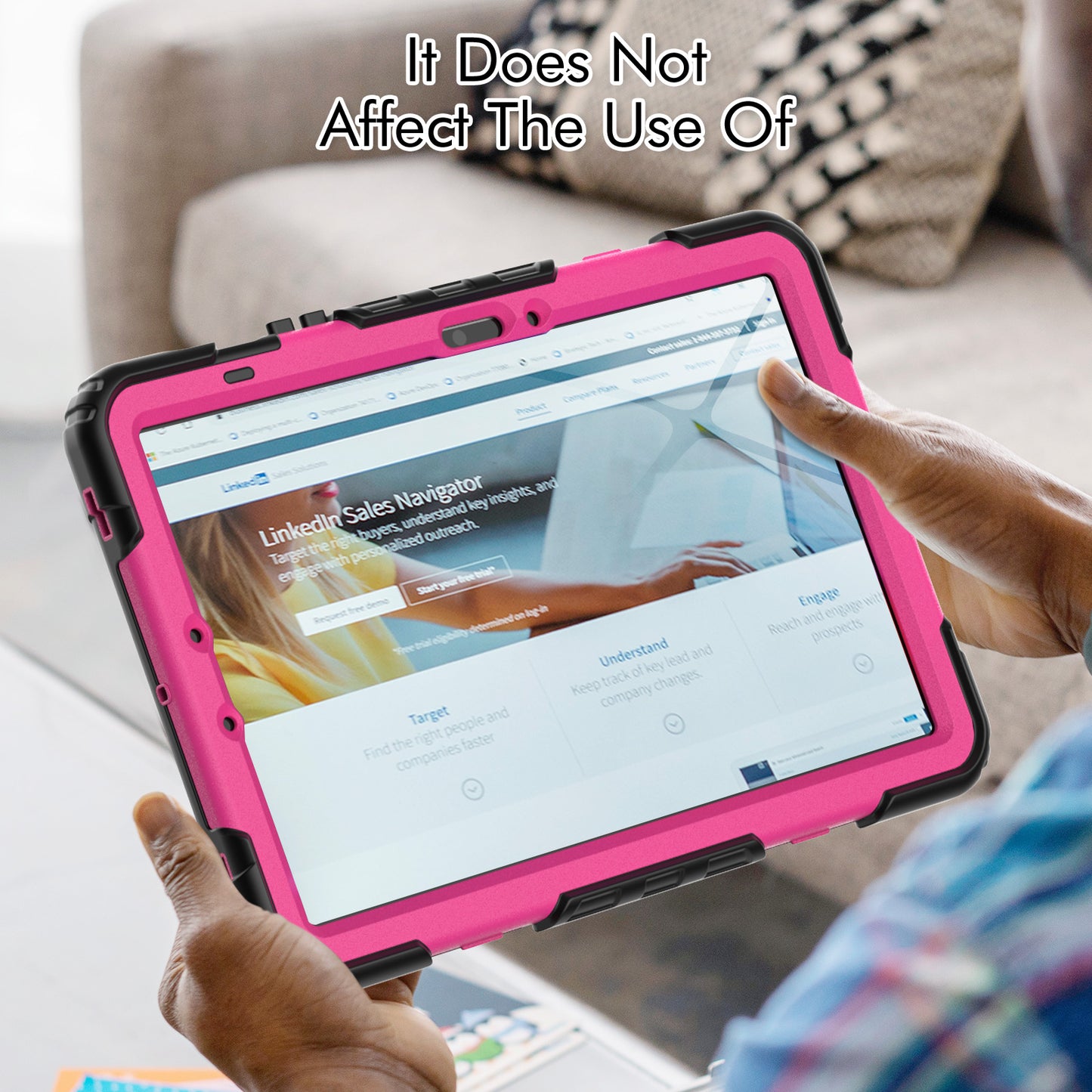 For Samsung Galaxy Tab S9 FE SM-X510 SM-X516B PC+Silicone Cover Kickstand Tablet Case with PET Screen Protector and Hand Strap - Rose+Black