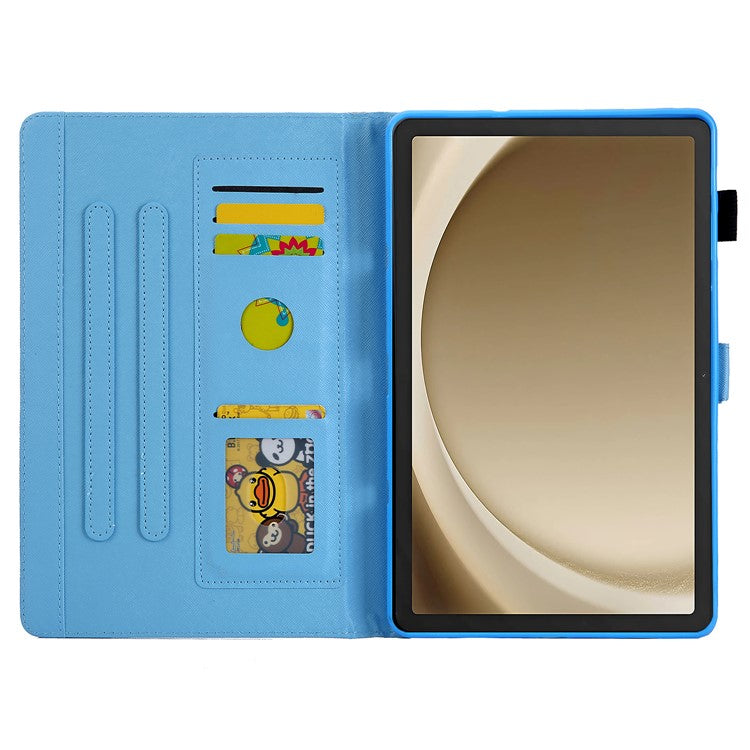 For Samsung Galaxy Tab A9+ X210 / X215 / X216B Leather Smart Case Pattern Flip Tablet Cover - Golden Pineapple