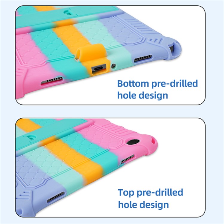 For Samsung Galaxy Tab A9+ X210 / X215 / X216 Silicone Case Kickstand Tablet Cover with Lanyard - Pink