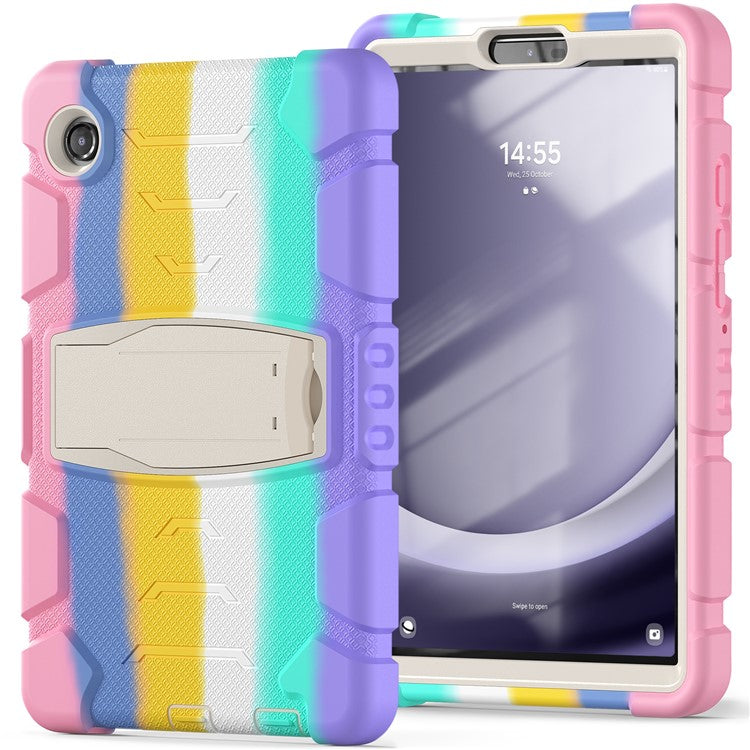 For Samsung Galaxy Tab A9 Tablet Case Anti-drop Kickstand PC+Silicone Protective Cover - Colorful Pink