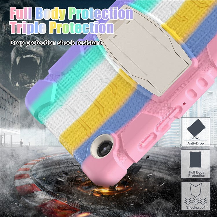 For Samsung Galaxy Tab A9 Tablet Case Anti-drop Kickstand PC+Silicone Protective Cover - Colorful Pink
