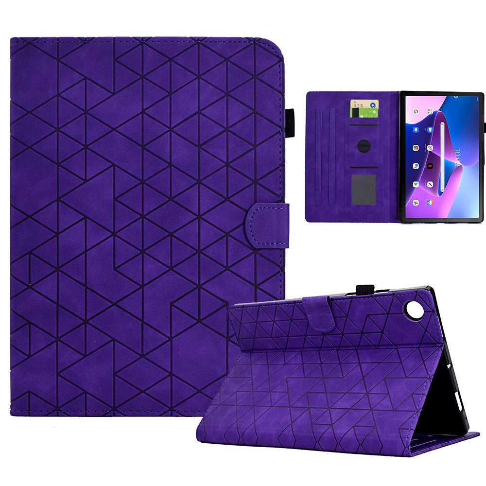 For Lenovo Tab M10 Plus (3rd Gen) Case Card Slots Tablet Leather Cover - Purple