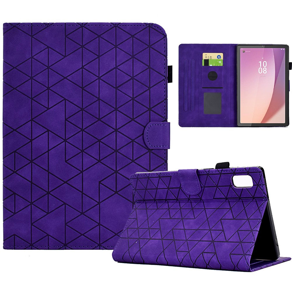 For Lenovo Tab M9 TB-310FU Case Rhombus Imprinted Stand Leather Tablet Cover - Purple