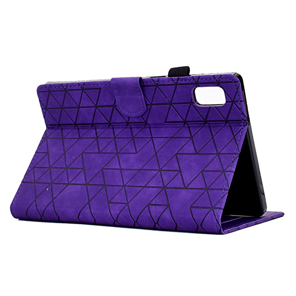 For Lenovo Tab M9 TB-310FU Case Rhombus Imprinted Stand Leather Tablet Cover - Purple