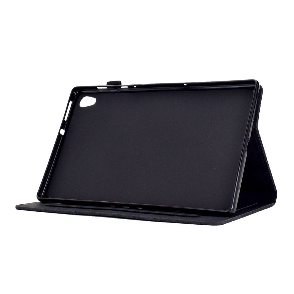 For Lenovo Tab M10 HD Gen 2 X306X Cover Stand Rhombus Imprinted Leather Tablet Case - Black