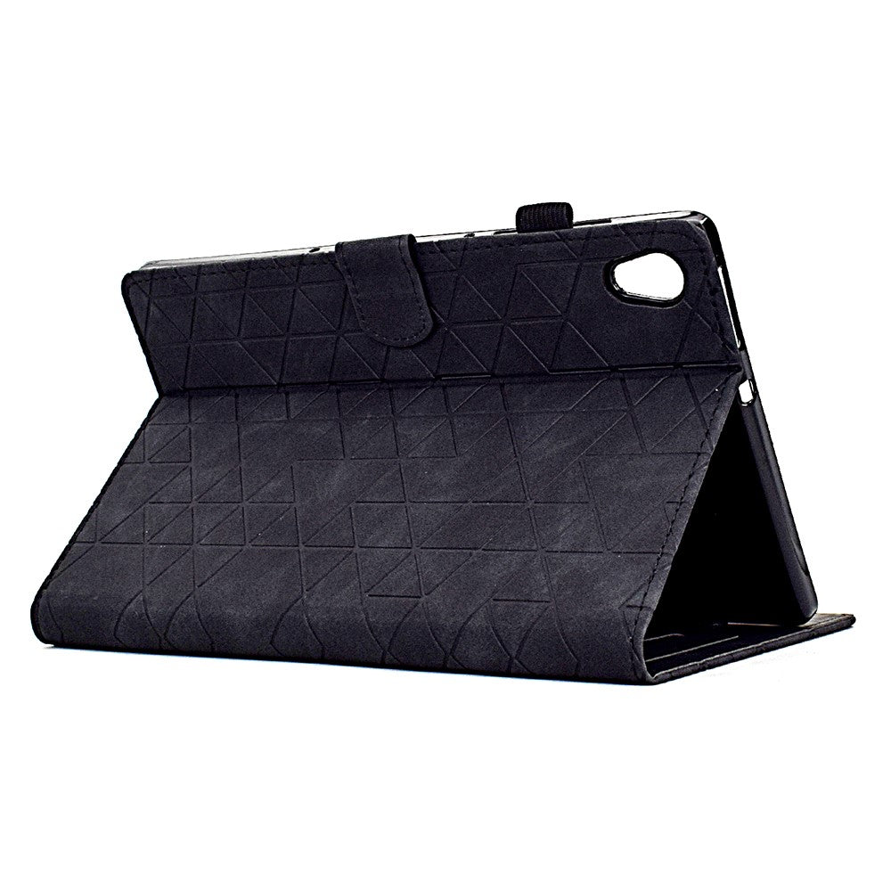 For Lenovo Tab M10 HD Gen 2 X306X Cover Stand Rhombus Imprinted Leather Tablet Case - Black