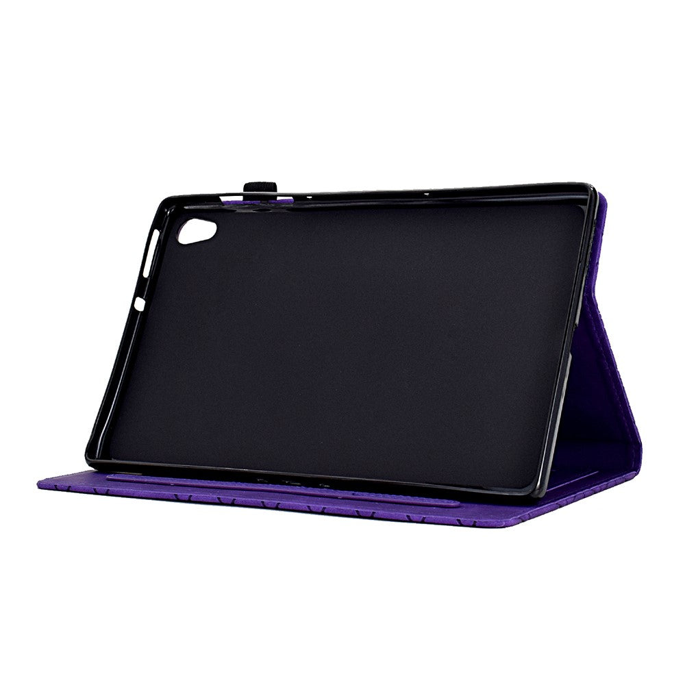 For Lenovo Tab M10 HD Gen 2 X306X Cover Stand Rhombus Imprinted Leather Tablet Case - Purple
