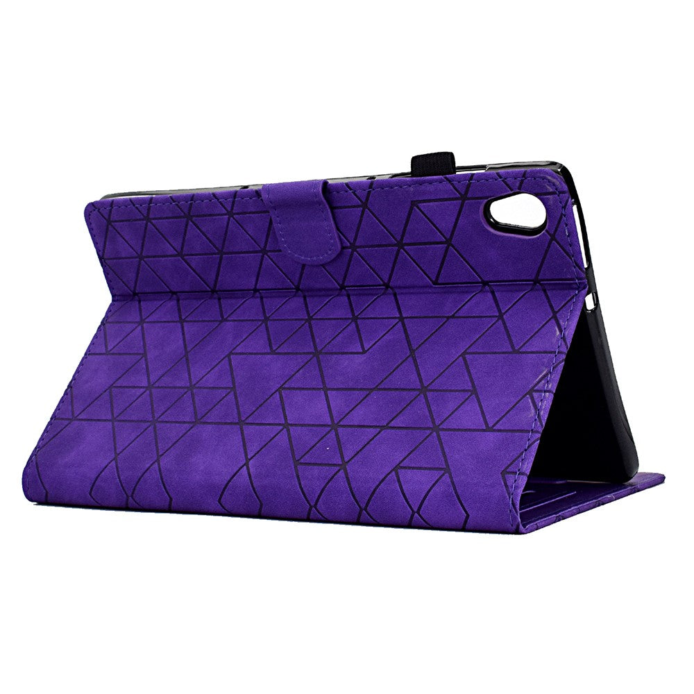 For Lenovo Tab M10 HD Gen 2 X306X Cover Stand Rhombus Imprinted Leather Tablet Case - Purple