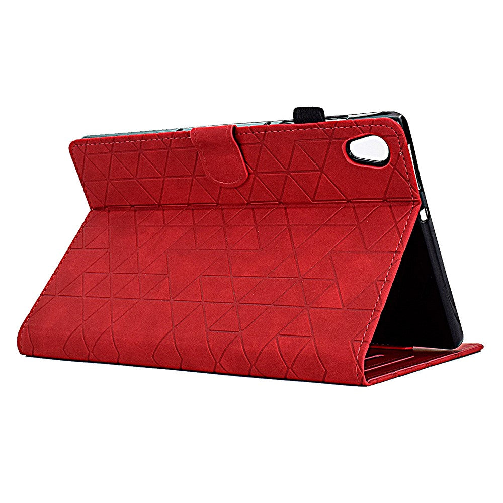 For Lenovo Tab M10 HD Gen 2 X306X Cover Stand Rhombus Imprinted Leather Tablet Case - Red