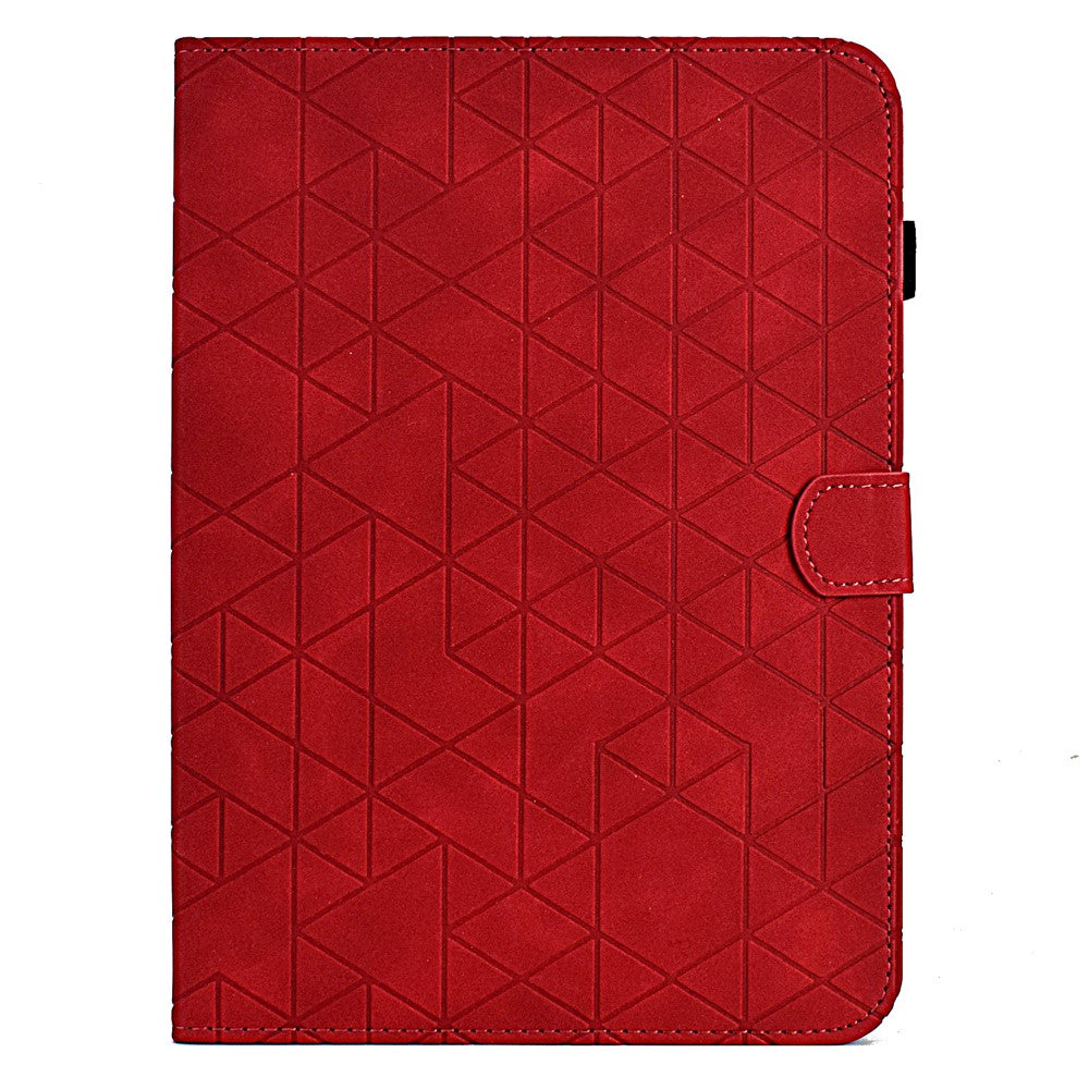 For Lenovo Tab M10 HD Gen 2 X306X Cover Stand Rhombus Imprinted Leather Tablet Case - Red