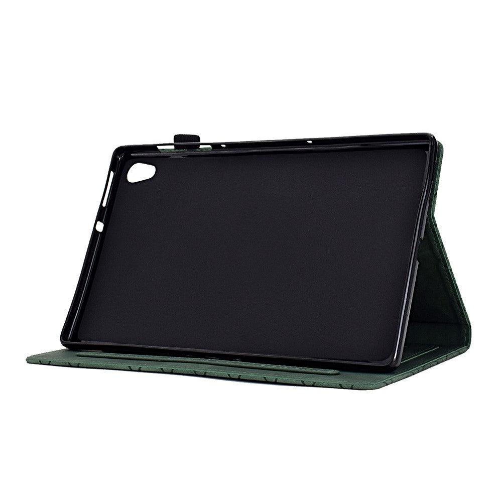 For Lenovo Tab M10 HD Gen 2 X306X Cover Stand Rhombus Imprinted Leather Tablet Case - Green