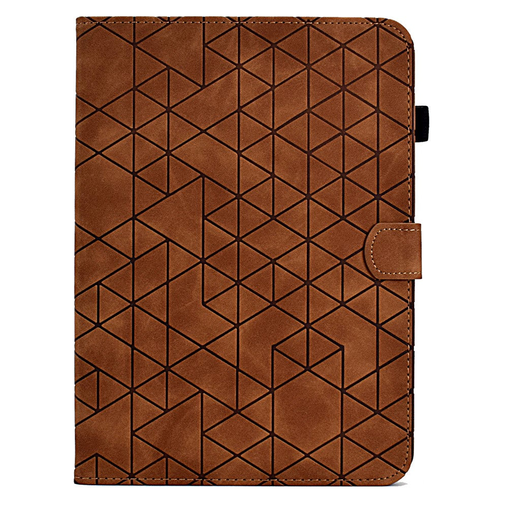 For Lenovo Tab M10 HD Gen 2 X306X Cover Stand Rhombus Imprinted Leather Tablet Case - Brown