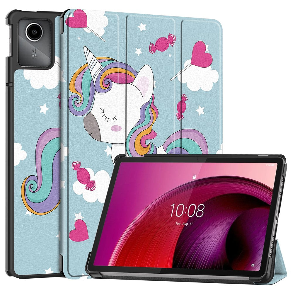 For Lenovo Tab M11 / Xiaoxin Pad 11 2024 Case Trifold Stand Pattern Printing Tablet Leather Cover - Horse