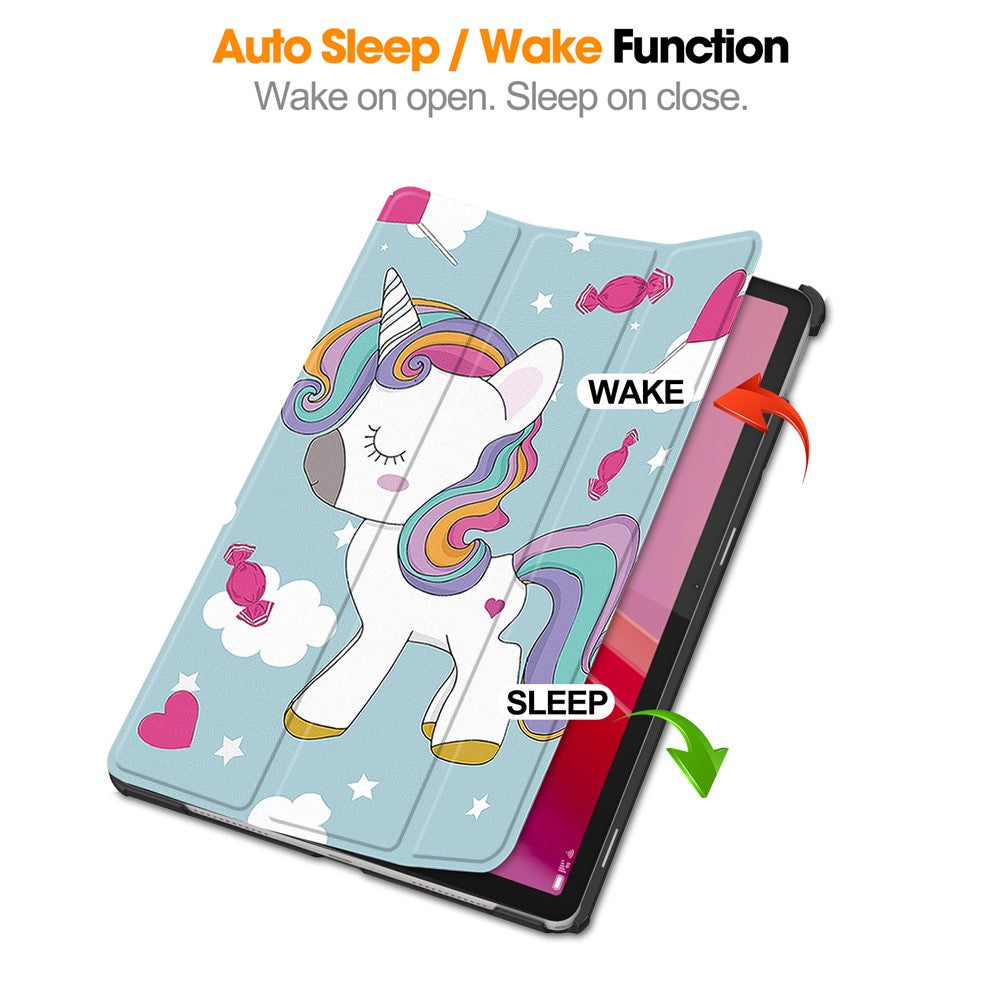 For Lenovo Tab M11 / Xiaoxin Pad 11 2024 Case Trifold Stand Pattern Printing Tablet Leather Cover - Horse