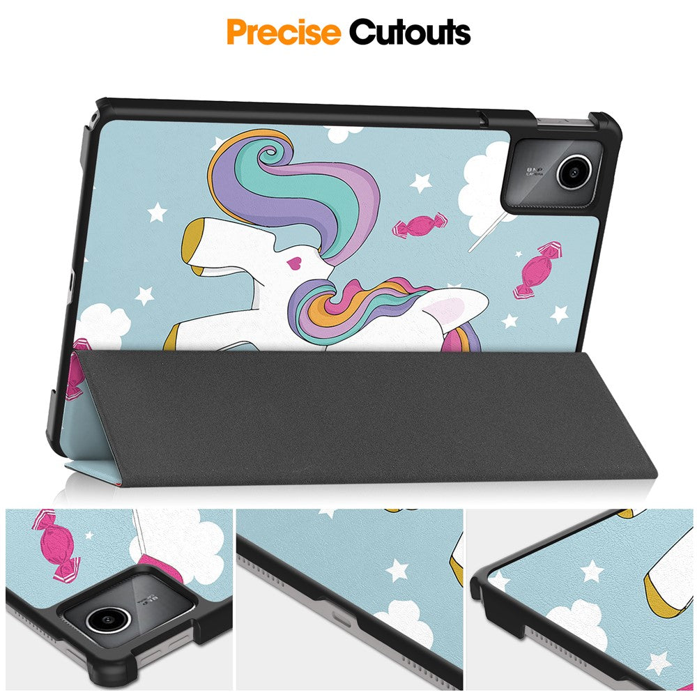 For Lenovo Tab M11 / Xiaoxin Pad 11 2024 Case Trifold Stand Pattern Printing Tablet Leather Cover - Horse
