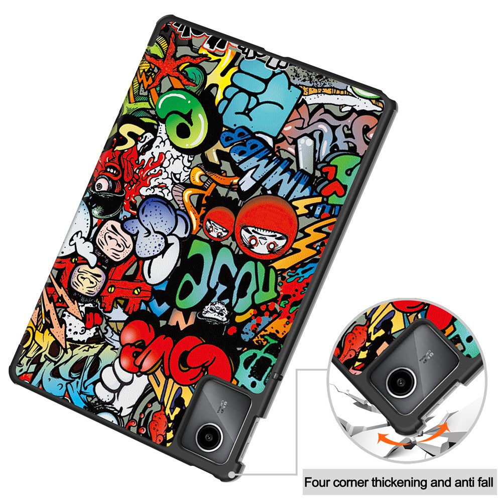 For Lenovo Tab M11 / Xiaoxin Pad 11 2024 Case Trifold Stand Pattern Printing Tablet Leather Cover - Graffiti