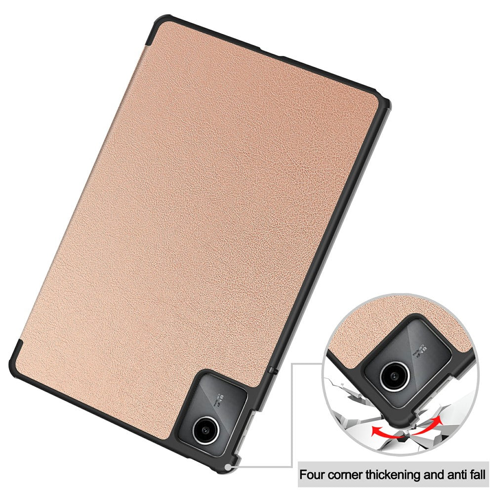 For Lenovo Tab M11 / Xiaoxin Pad 11 2024 Case Tri-fold Stand PU Leather+PC Tablet Cover - Rose Gold