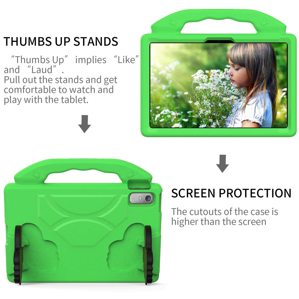 For Lenovo Tab P11 Pro Gen 2 EVA Case Thumbs Up Integrated Kickstand Tablet Cover - Green