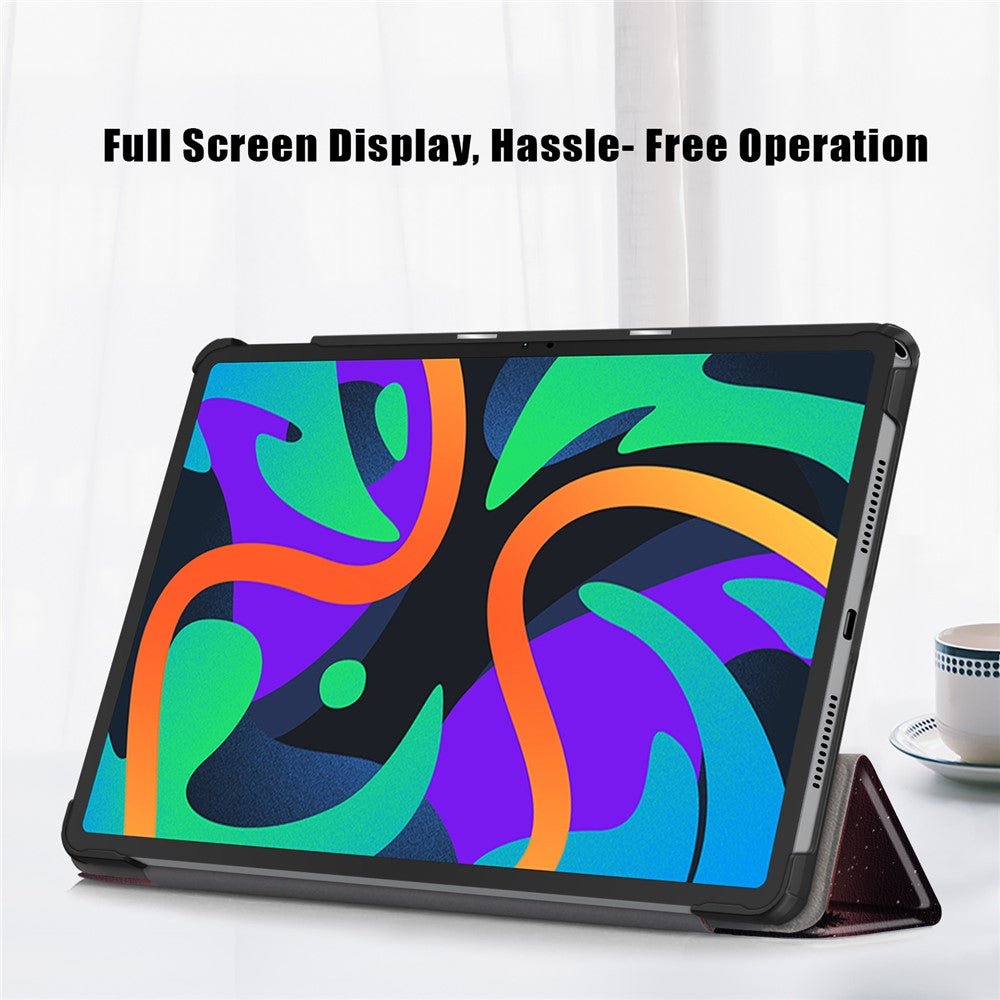For Lenovo Tab M11 / Xiaoxin Pad 11 2024 Trifold Stand Cover Pattern PU Leather Auto Sleep Wake Tablet Case - Nightfall