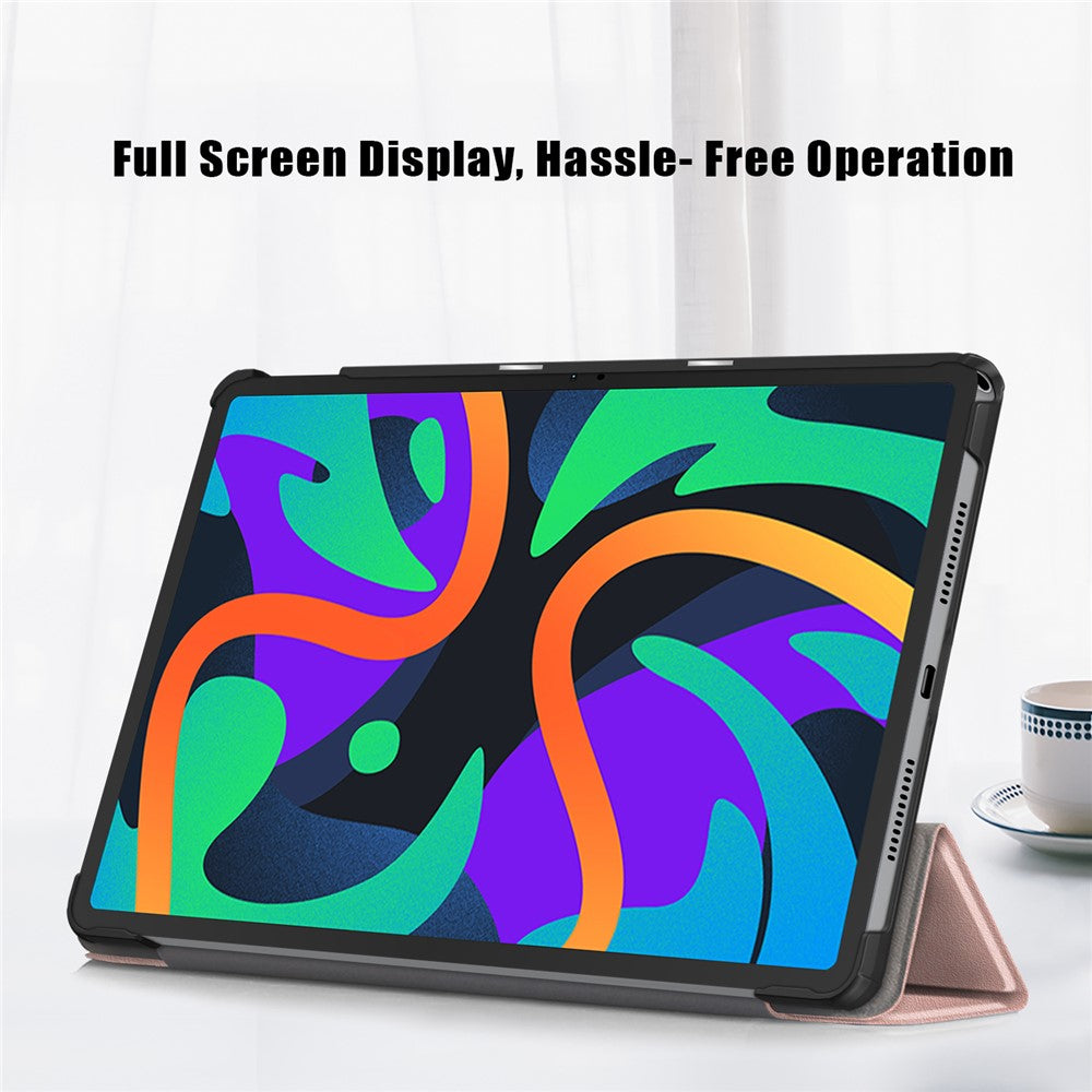 For Lenovo Tab M11 / Xiaoxin Pad 11 2024 PU Leather Trifold Stand Cover Smart Tablet Case - Rose Gold
