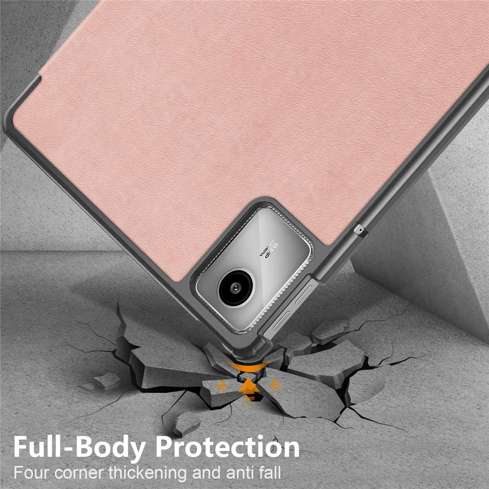 For Lenovo Tab M11 / Xiaoxin Pad 11 2024 PU Leather Trifold Stand Cover Smart Tablet Case - Rose Gold