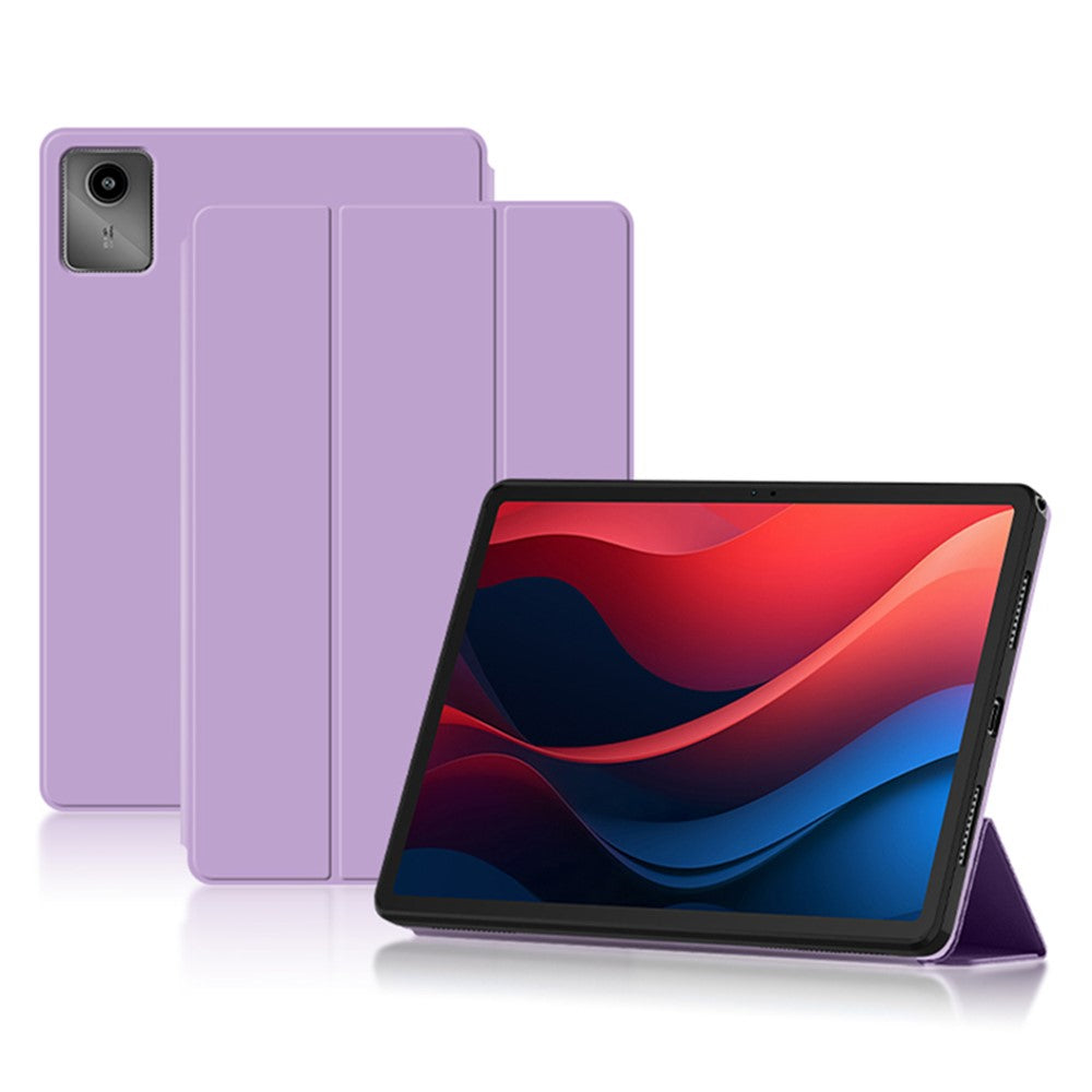 For Lenovo Tab M11 / Xiaoxin Pad 11 2024 Case PU Leather+TPU Anti-scratch Trifold Stand Tablet Cover - Purple
