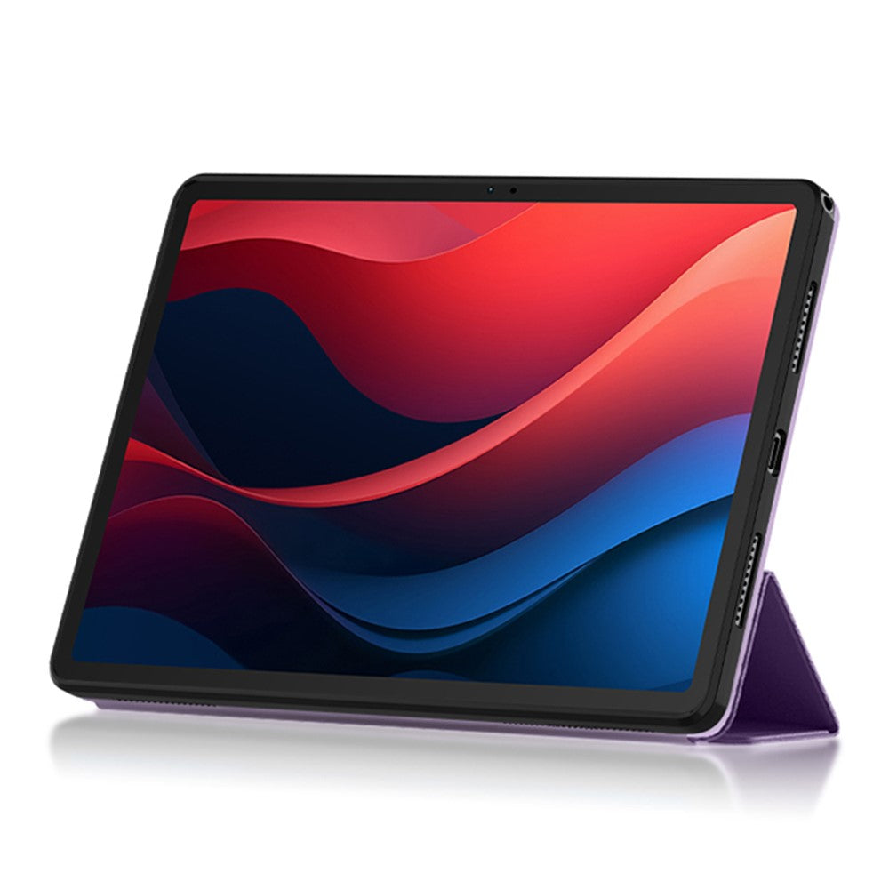 For Lenovo Tab M11 / Xiaoxin Pad 11 2024 Case PU Leather+TPU Anti-scratch Trifold Stand Tablet Cover - Purple