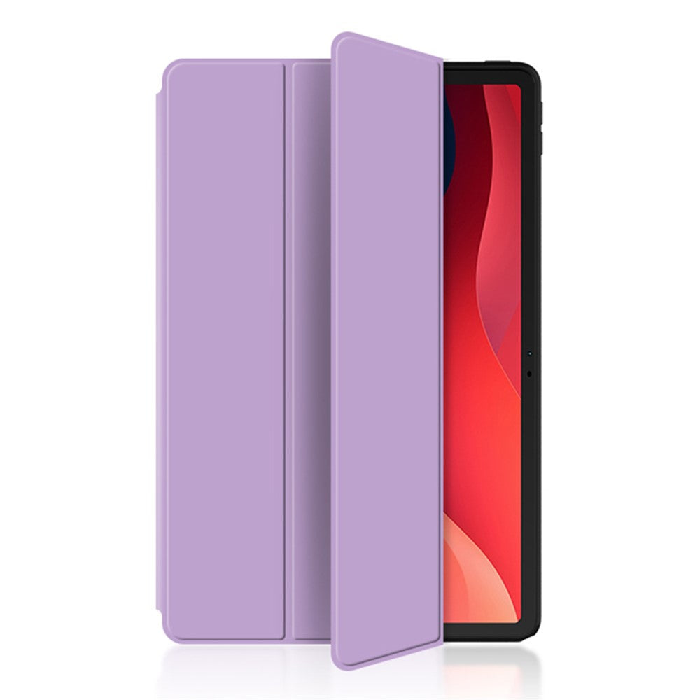 For Lenovo Tab M11 / Xiaoxin Pad 11 2024 Case PU Leather+TPU Anti-scratch Trifold Stand Tablet Cover - Purple