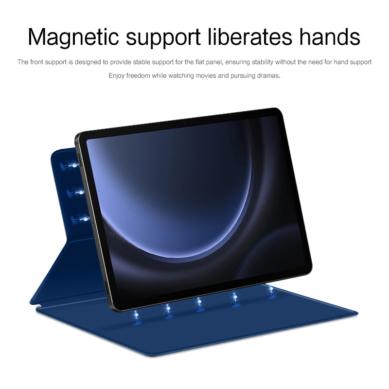 For Samsung Galaxy Tab S9 FE Tablet Case Magnetic PU Leather Stand Cover - Blue