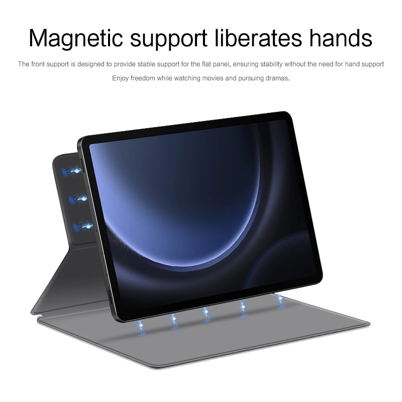 For Samsung Galaxy Tab S9 FE Tablet Case Magnetic PU Leather Stand Cover - Grey