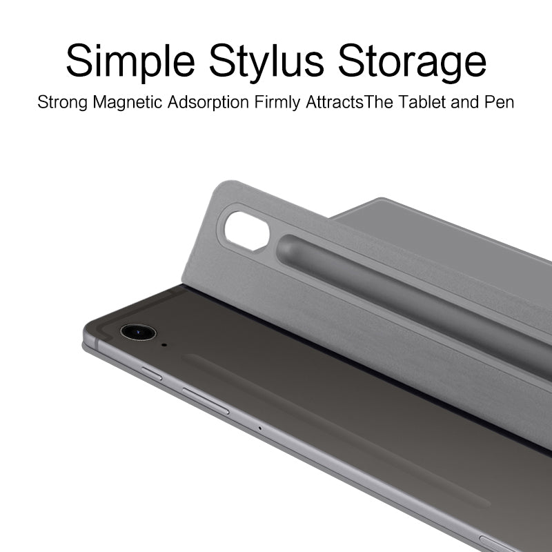 For Samsung Galaxy Tab S9 FE Tablet Case Magnetic PU Leather Stand Cover - Grey