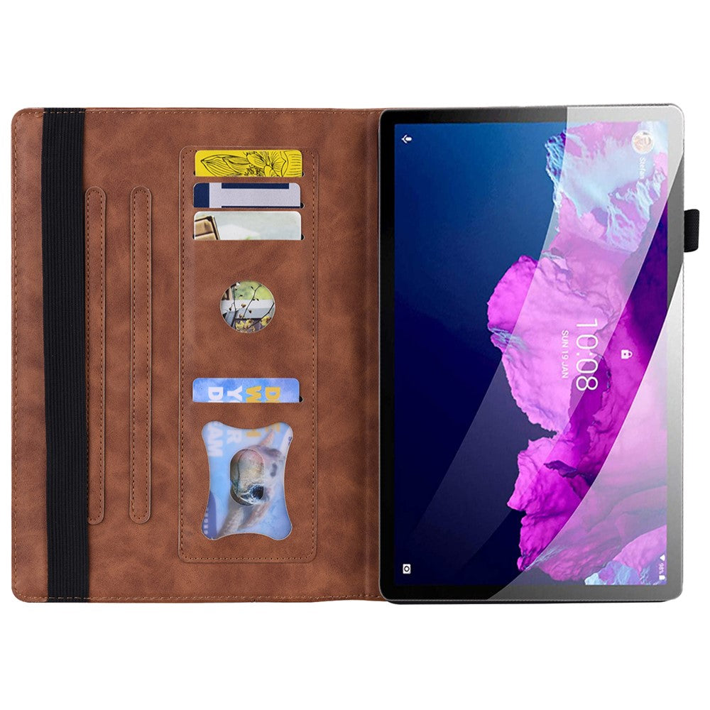 For Lenovo Tab M10 5G Case Full Protection PU Leather Tablet Cover with Wallet Stand - Brown