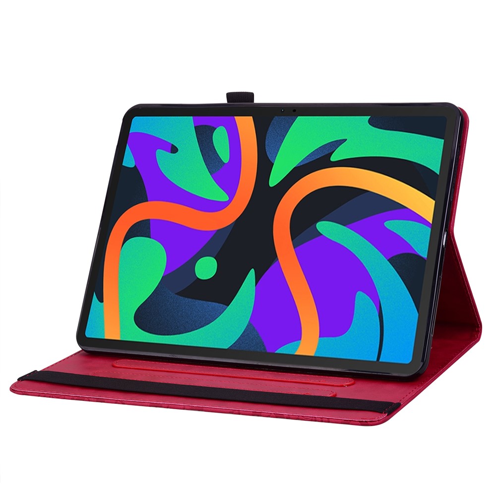 For Lenovo Tab M11 / Xiaoxin Pad 11 2024 Protective Shell Flower Pattern PU Leather Stand Tablet Cover - Red