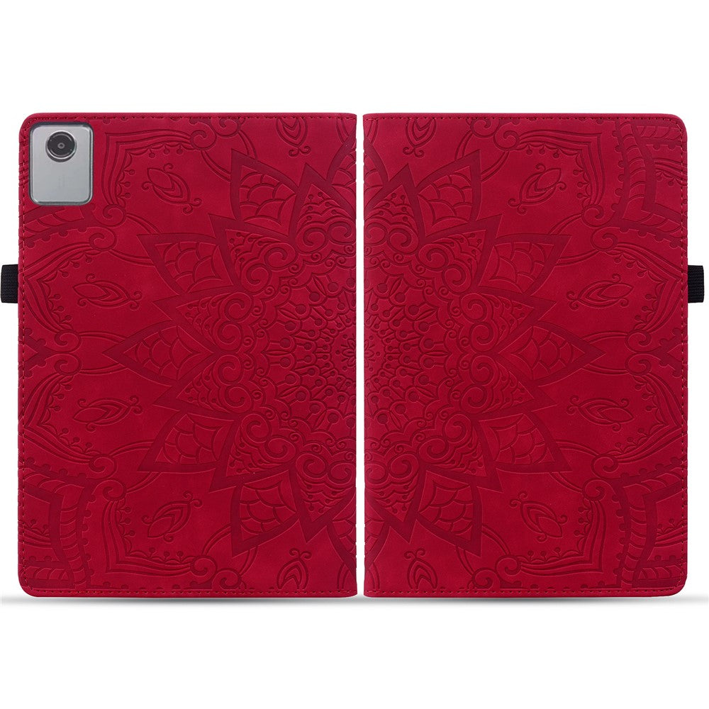 For Lenovo Tab M11 / Xiaoxin Pad 11 2024 Protective Shell Flower Pattern PU Leather Stand Tablet Cover - Red