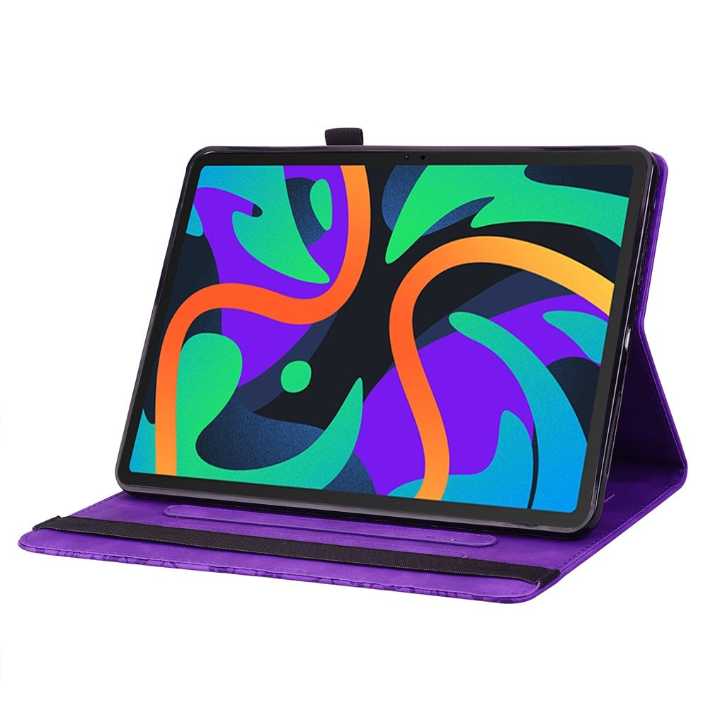 For Lenovo Tab M11 / Xiaoxin Pad 11 2024 Protective Shell Flower Pattern PU Leather Stand Tablet Cover - Purple