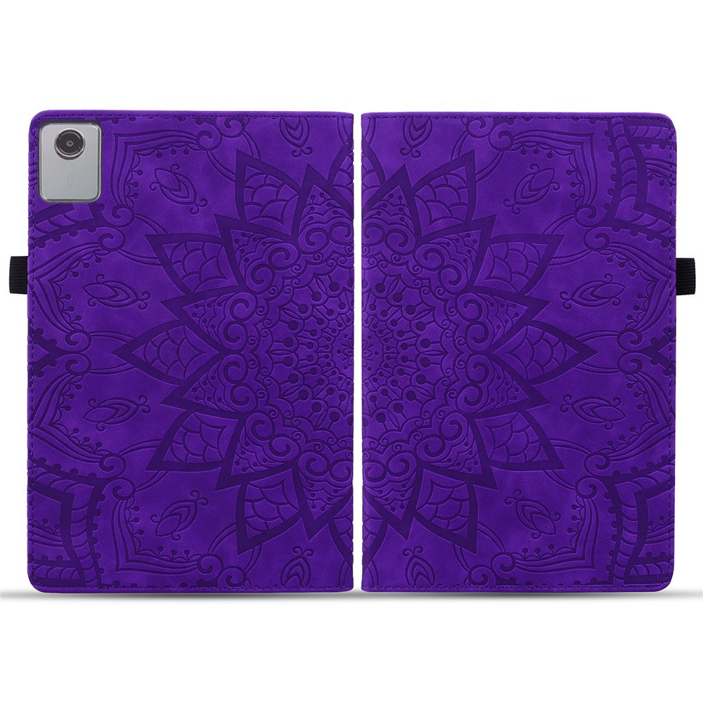For Lenovo Tab M11 / Xiaoxin Pad 11 2024 Protective Shell Flower Pattern PU Leather Stand Tablet Cover - Purple