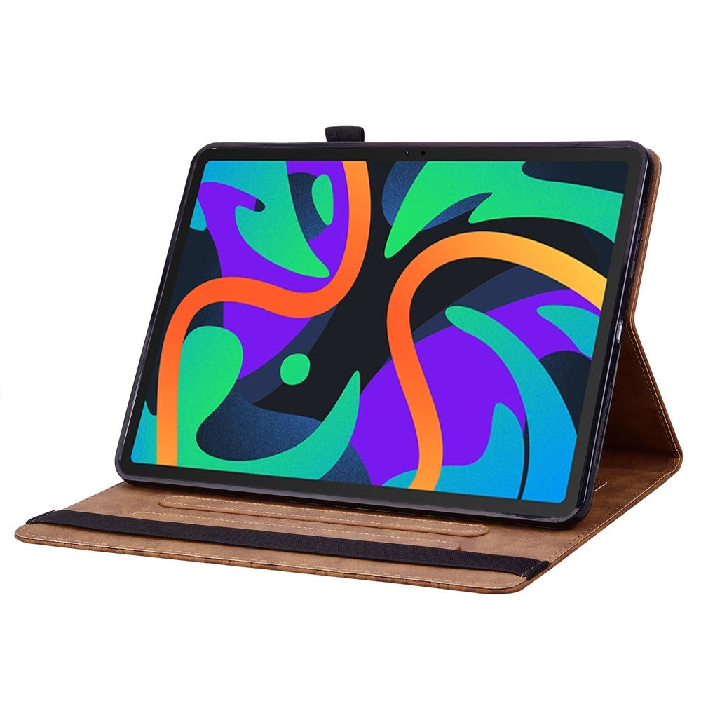 For Lenovo Tab M11 / Xiaoxin Pad 11 2024 Protective Shell Flower Pattern PU Leather Stand Tablet Cover - Brown