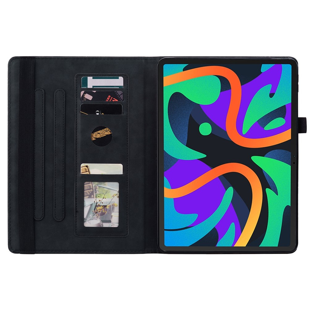 For Lenovo Tab M11 / Xiaoxin Pad 11 2024 Protective Shell Flower Pattern PU Leather Stand Tablet Cover - Black