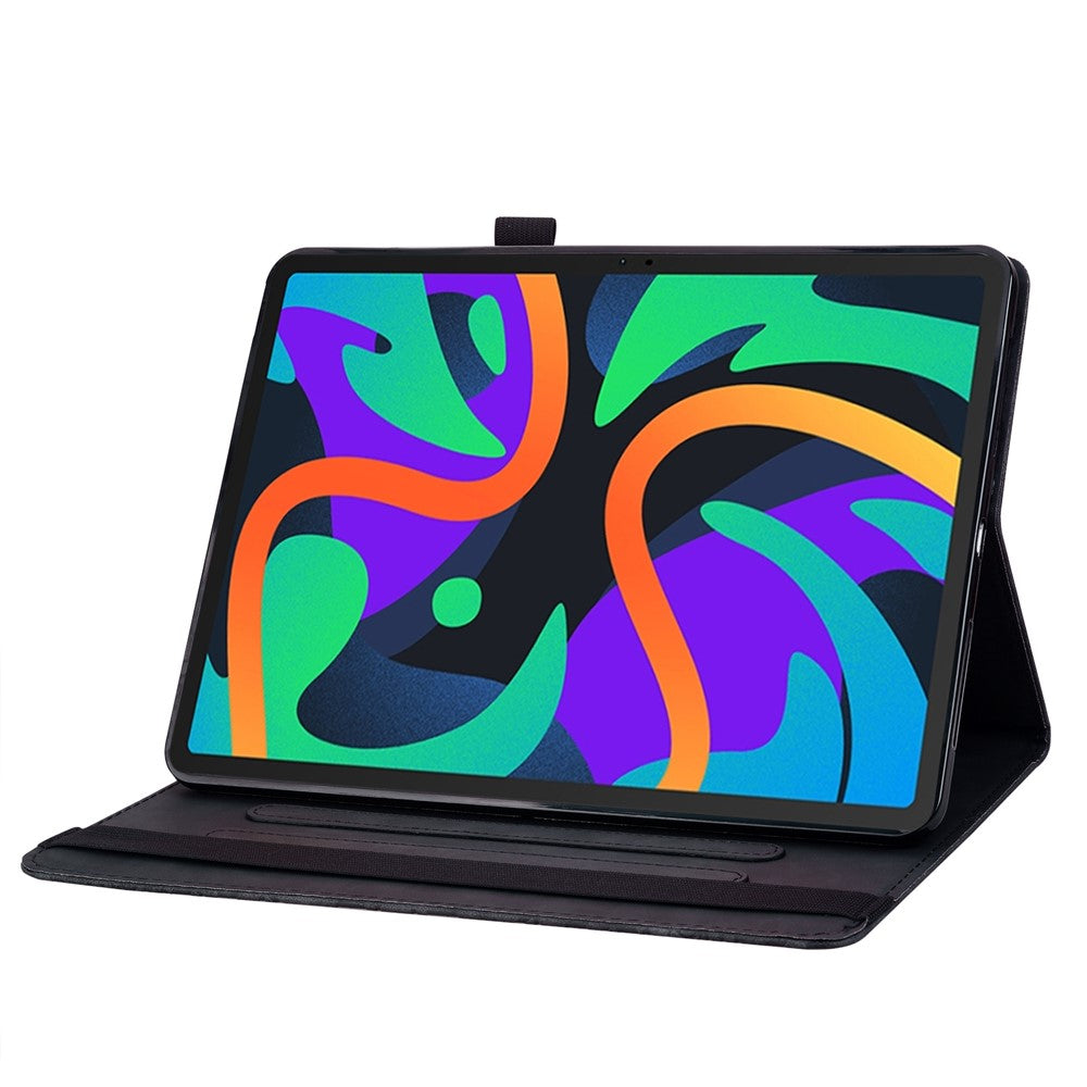 For Lenovo Tab M11 / Xiaoxin Pad 11 2024 Protective Shell Flower Pattern PU Leather Stand Tablet Cover - Black
