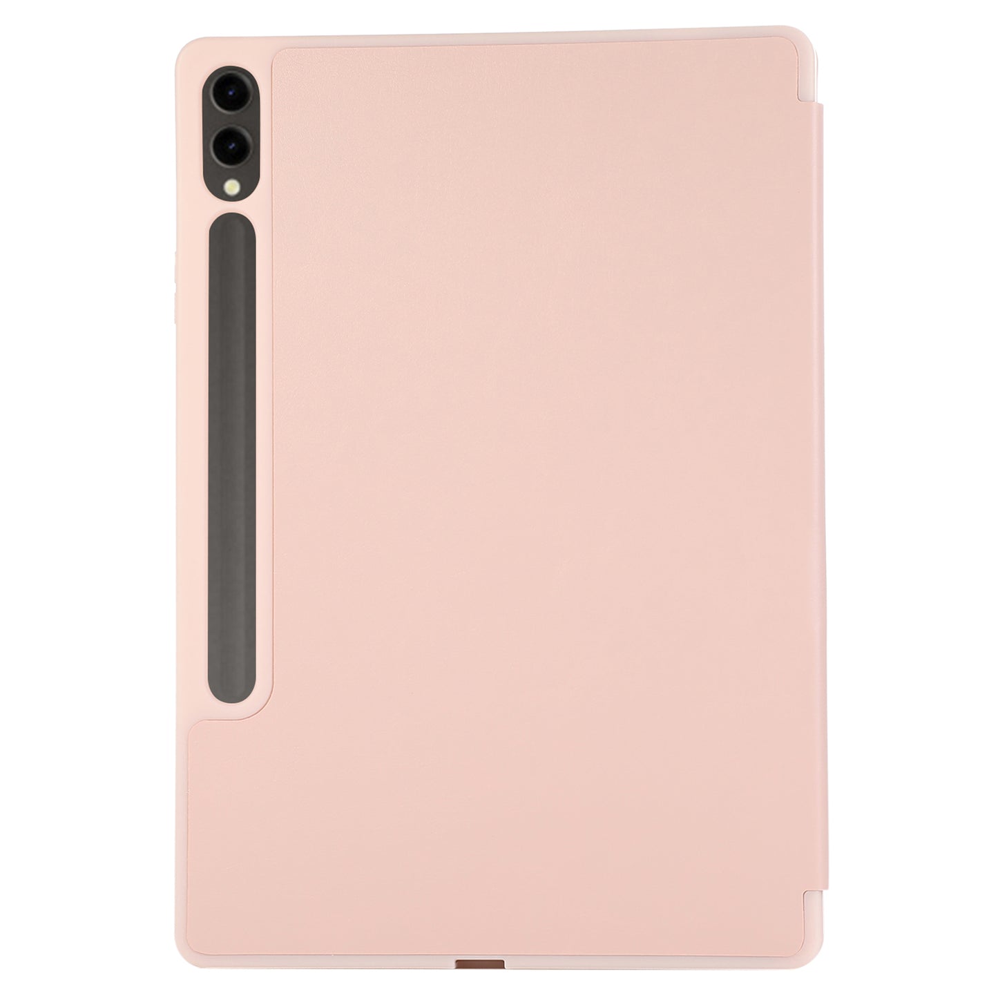 For Samsung Galaxy Tab S9+ / S9 FE+ Case Solid Color Tri-Fold Stand Anti-Drop PU Tablet Cover with Pencil Slot - Pink