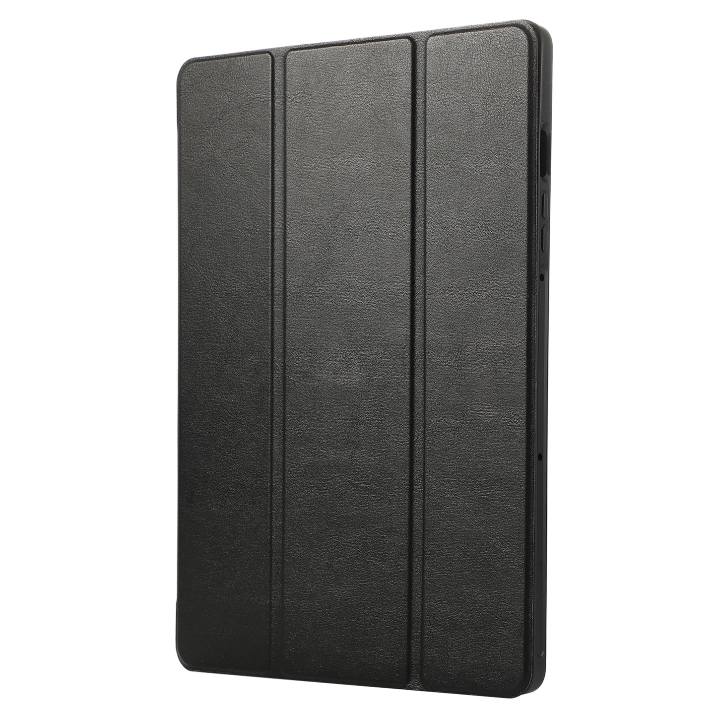 For Samsung Galaxy Tab S9 / Tab S9 FE Tablet Case Tri-Fold Stand Solid Color Shockproof PU Cover with Pencil Slot - Black