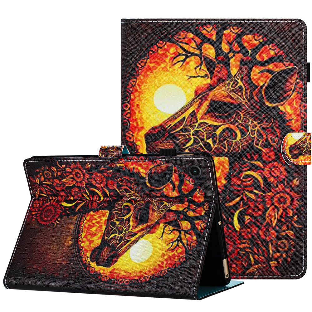For Lenovo Tab M10 Plus (3rd Gen) Case Pattern Printing Auto Sleep / Wake PU Leather Tablet Cover - Deer