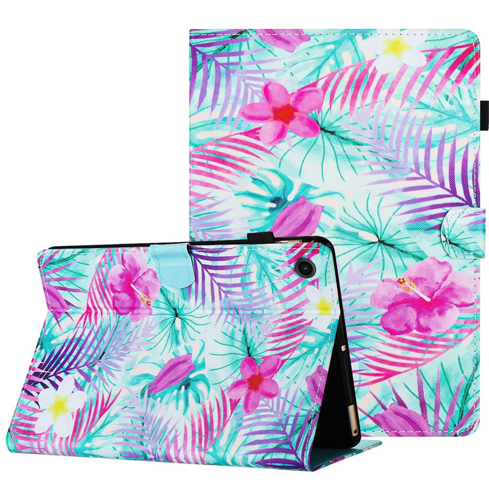 For Lenovo Tab M10 Plus (3rd Gen) Case Pattern Printing Auto Sleep / Wake PU Leather Tablet Cover - Flower