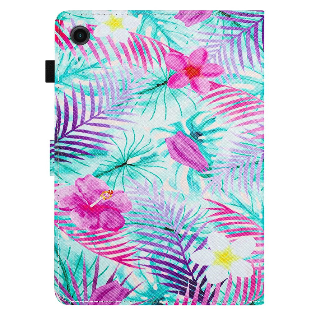 For Lenovo Tab M10 Plus (3rd Gen) Case Pattern Printing Auto Sleep / Wake PU Leather Tablet Cover - Flower